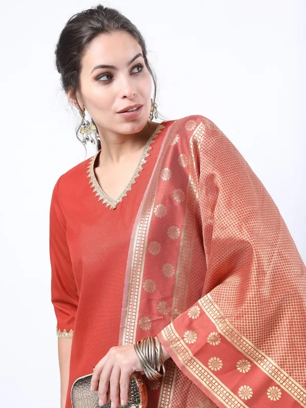 Women Straight Kurta With Trouser & Dupatta