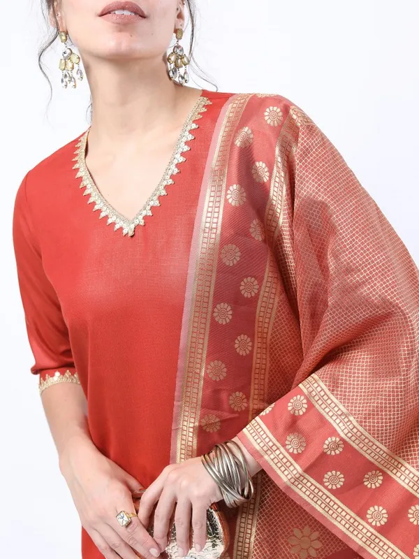 Women Straight Kurta With Trouser & Dupatta