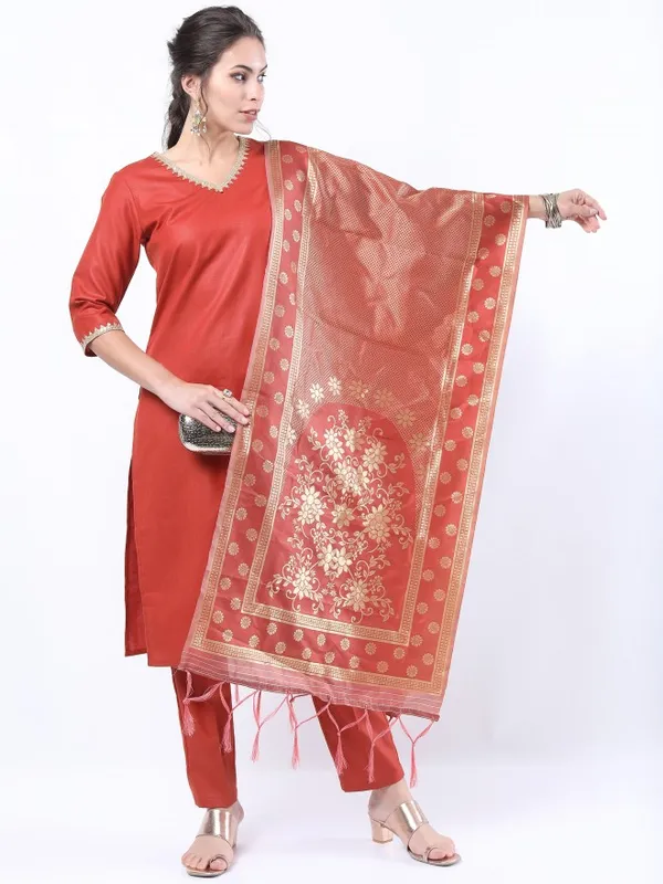 Women Straight Kurta With Trouser & Dupatta