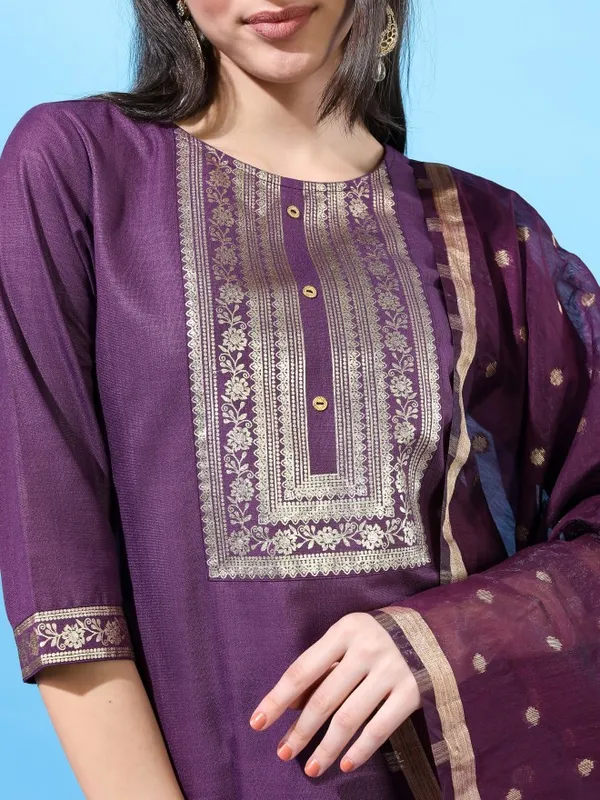  Vishudh Women Purple Printed Kurta Sets