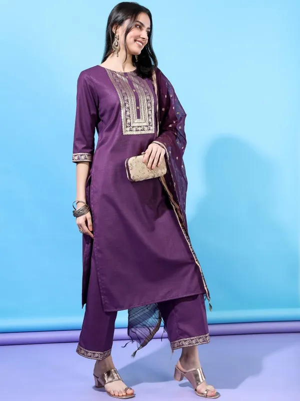  Vishudh Women Purple Printed Kurta Sets
