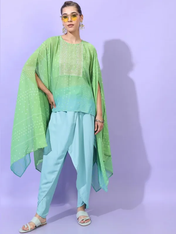  Vishudh Women Turquoise Printed Kurta Sets
