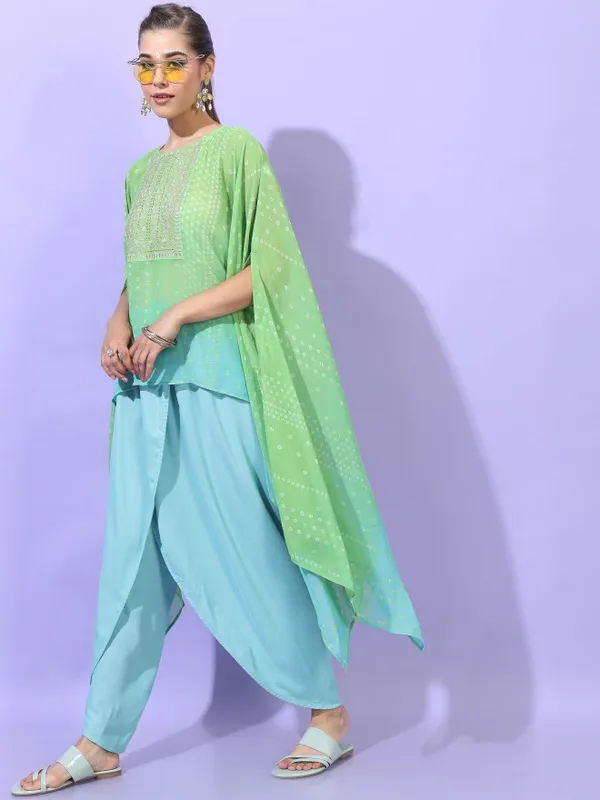  Vishudh Women Turquoise Printed Kurta Sets