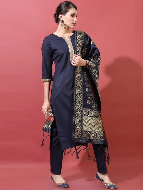  Vishudh Women Navy Blue Printed Kurta Sets