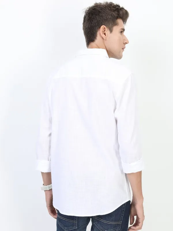  Ketch Men White Printed Slim Fit Casual Shirts