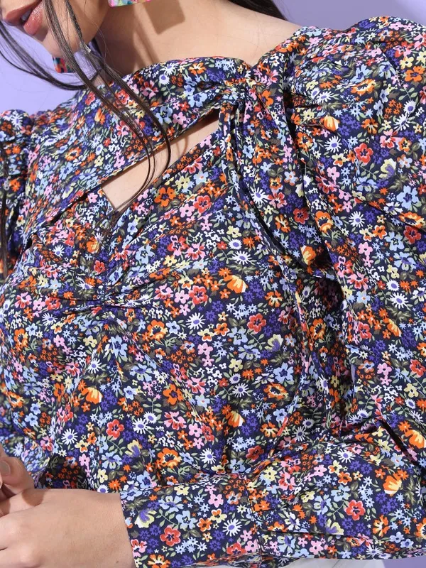  Tokyo Talkies Women Blue Printed Regular Tops