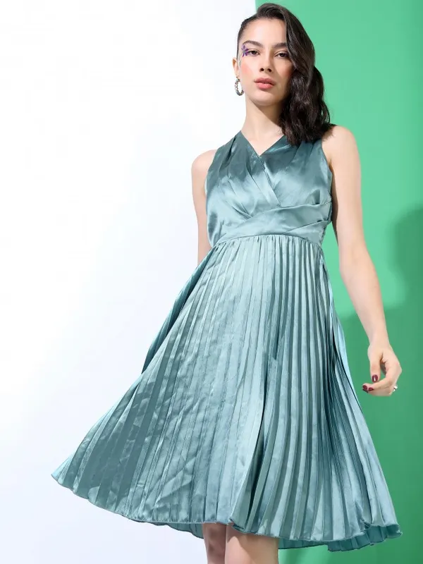  Tokyo Talkies Women Blue Solid Wrap Dresses