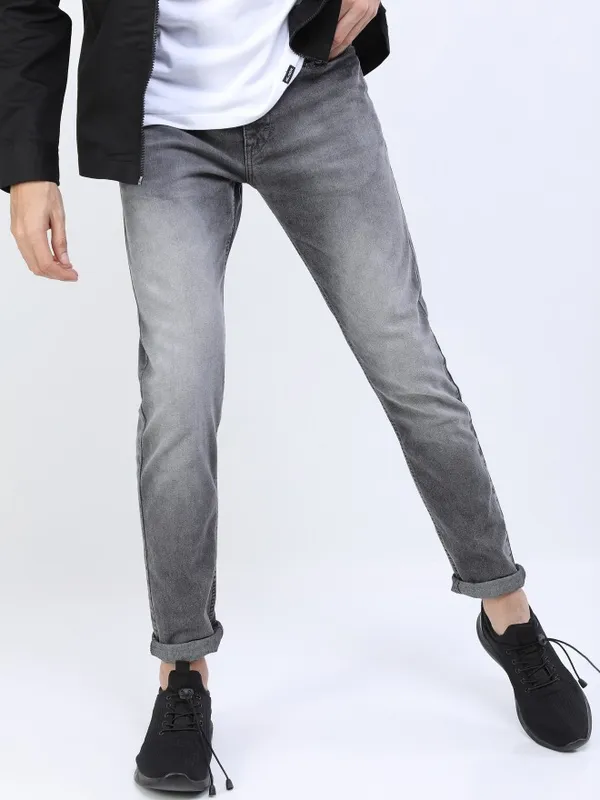 Ketch Men Grey Tapered Fit Clean Look Jeans