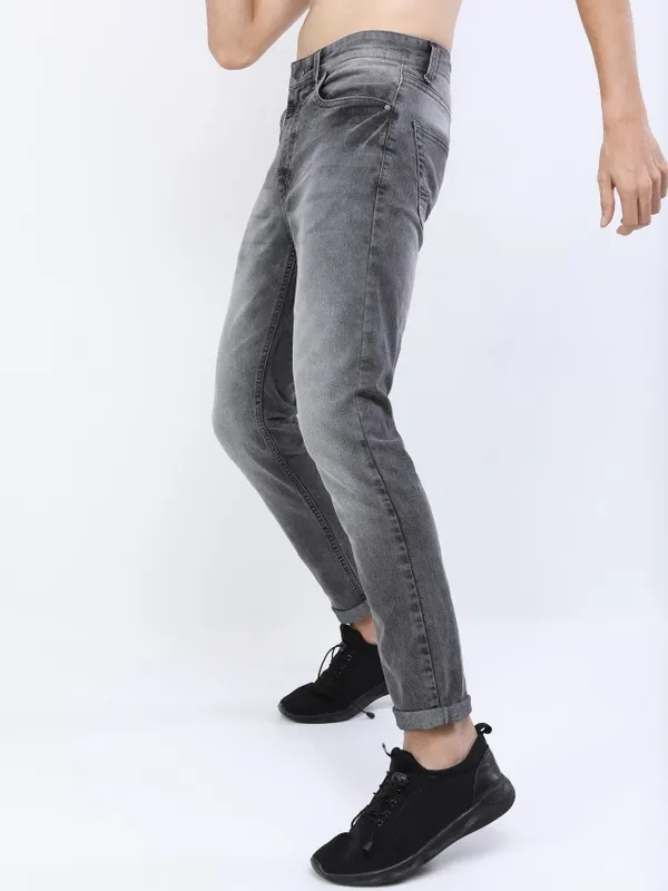  Ketch Men Grey Tapered Fit Clean Look Jeans