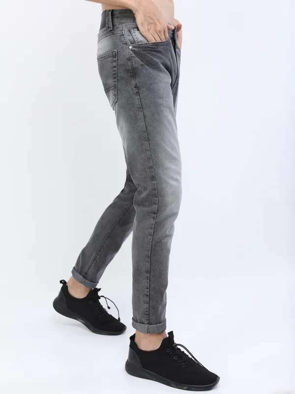  Ketch Men Grey Tapered Fit Clean Look Jeans