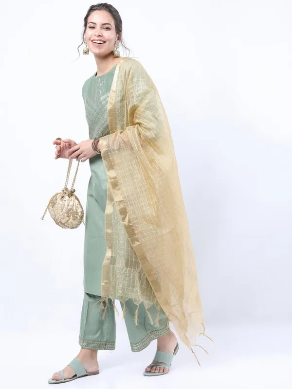  Ketch Women Green Printed Kurta Sets