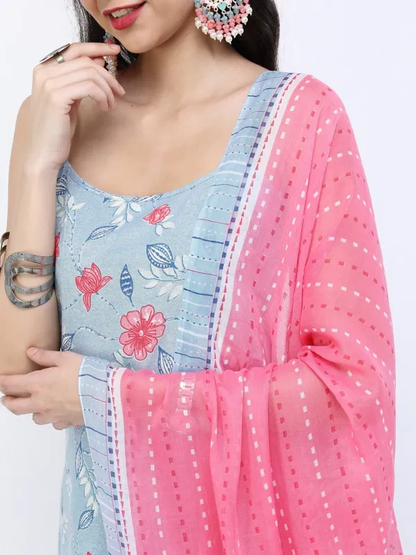  Vishudh Women Blue Printed Kurta Sets