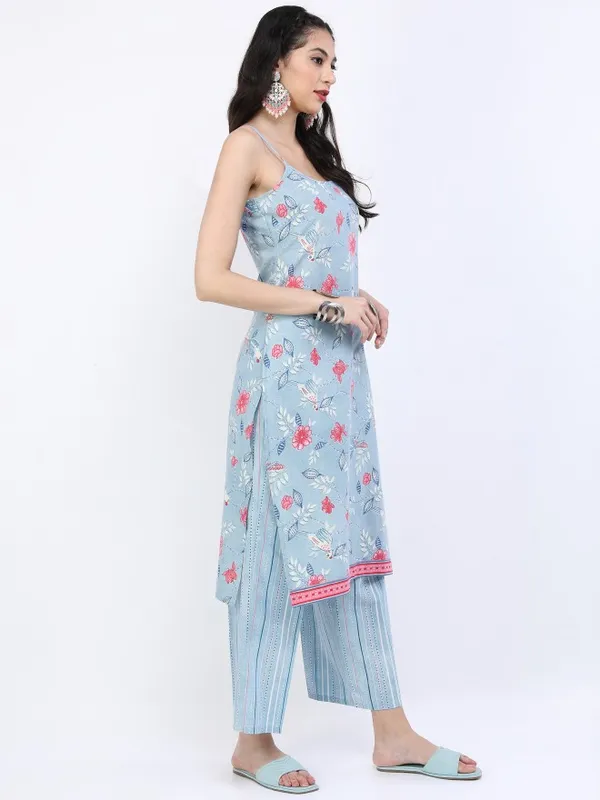  Vishudh Women Blue Printed Kurta Sets