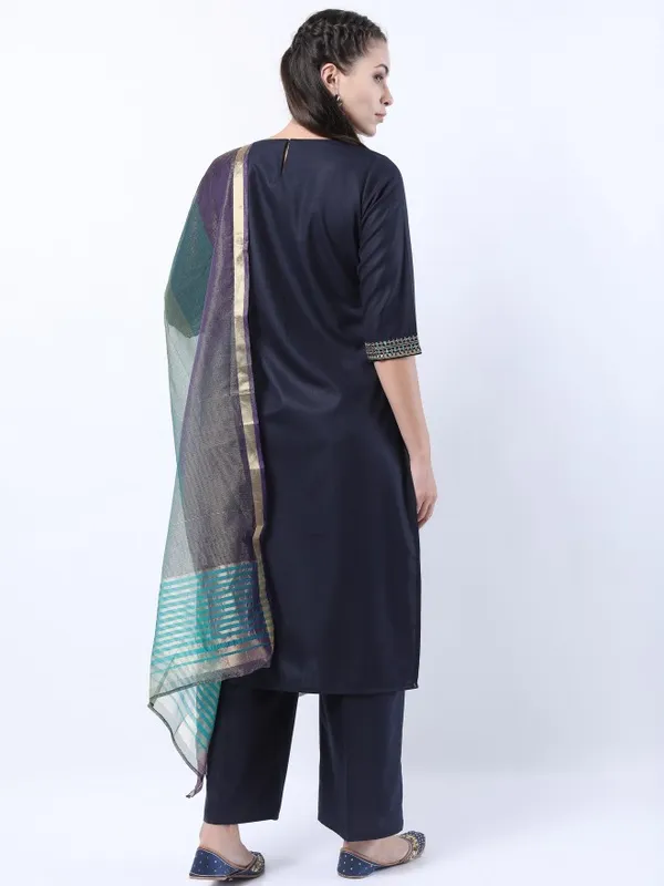 Ketch Women Navy Blue Embroidered Kurta Sets