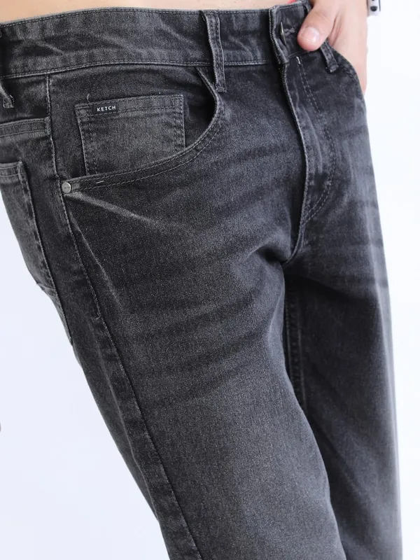  Ketch Men Charcoal Slim Fit Clean Look Jeans