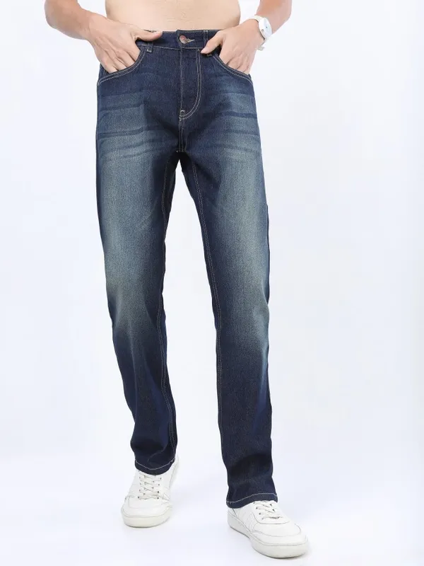  Ketch Men Blue Straight Fit Clean Look Jeans