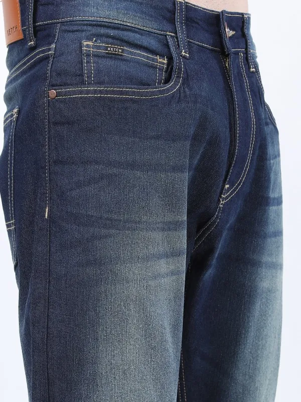  Ketch Men Blue Straight Fit Clean Look Jeans