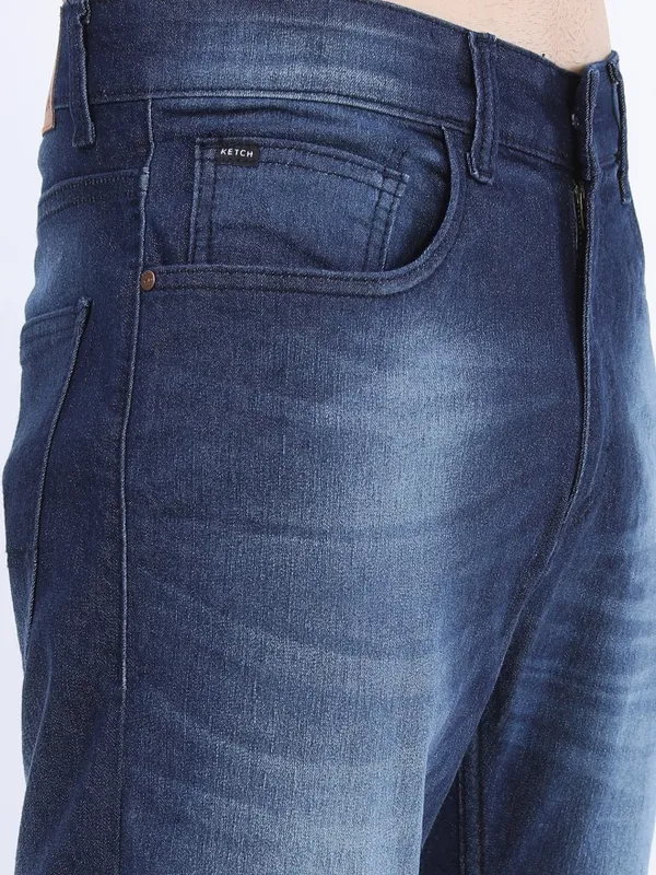  Ketch Men Blue Straight Fit Clean Look Jeans
