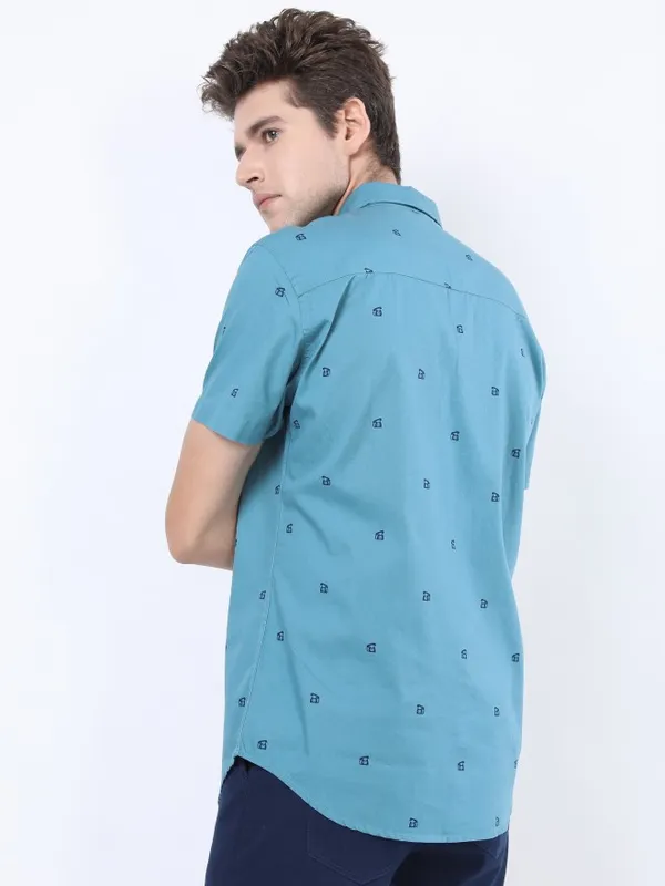 Ketch Men Teal Printed Slim Fit Casual Shirt