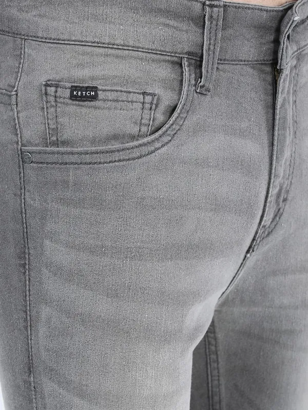  Ketch Men Grey Skinny Fit Clean Look Jeans