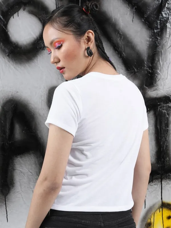  Tokyo Talkies Women White Printed Round Neck T-Shirts