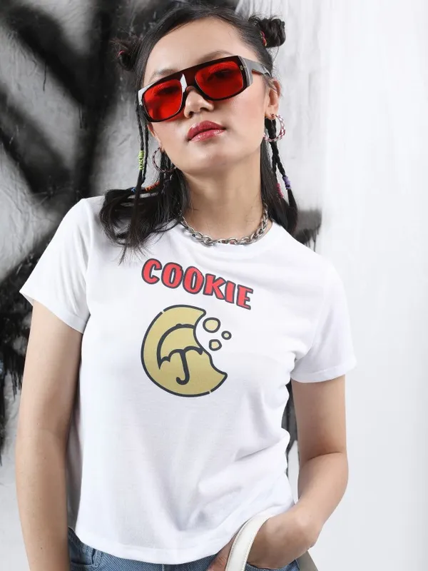  Tokyo Talkies Women White Printed Round Neck T-Shirts