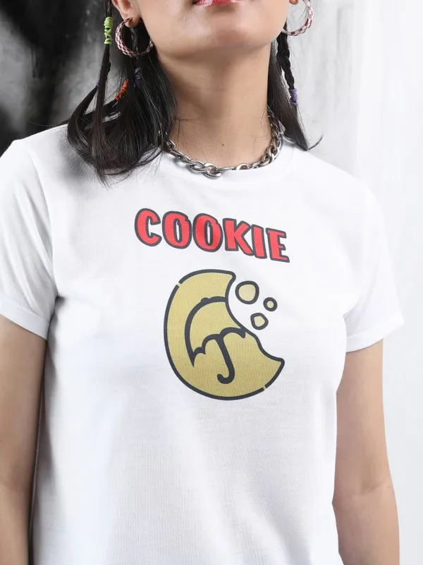  Tokyo Talkies Women White Printed Round Neck T-Shirts