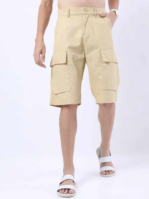  Ketch Men Beige Regular Fit Cargo Shorts Shorts