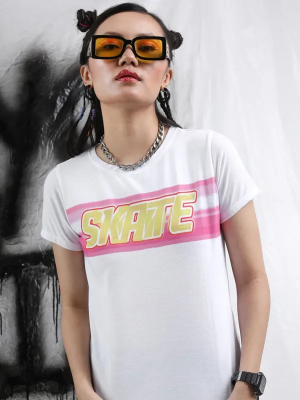  Tokyo Talkies Women White Printed Round Neck T-Shirts