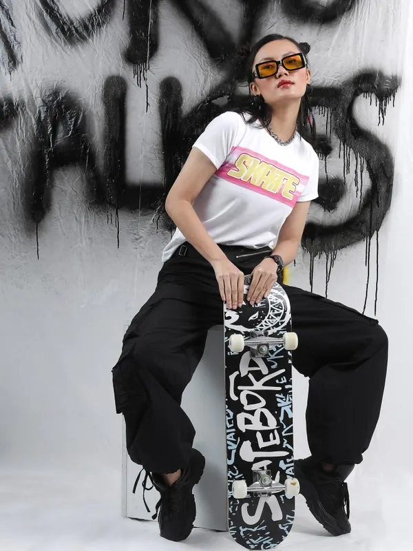  Tokyo Talkies Women White Printed Round Neck T-Shirts