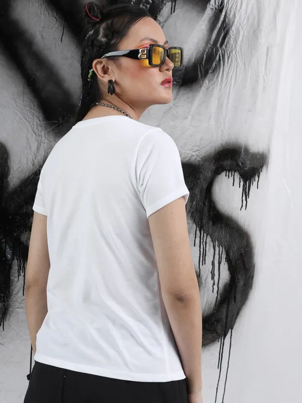  Tokyo Talkies Women White Printed Round Neck T-Shirts