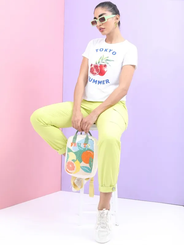  Tokyo Talkies Women White Printed Round Neck T-Shirts