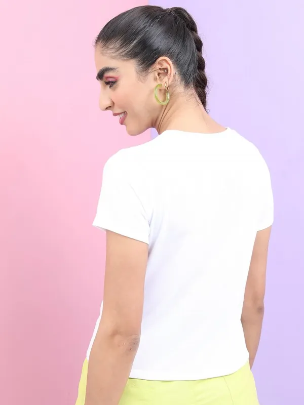  Tokyo Talkies Women White Printed Round Neck T-Shirts
