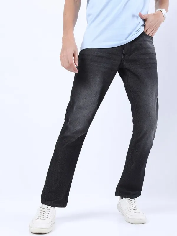  Ketch Men Charcoal Straight Fit Clean Look Jeans