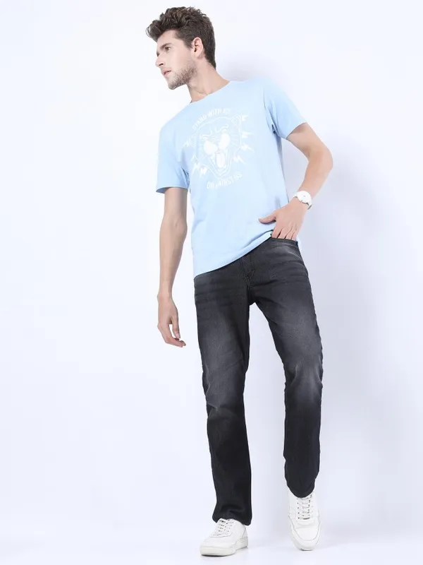 Ketch Men Charcoal Straight Fit Clean Look Jeans
