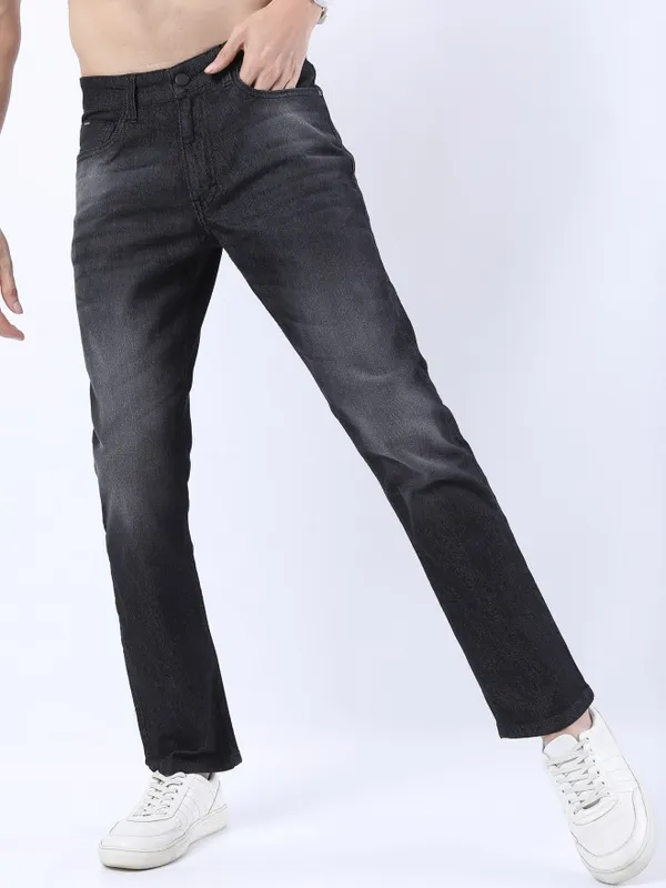  Ketch Men Charcoal Straight Fit Clean Look Jeans