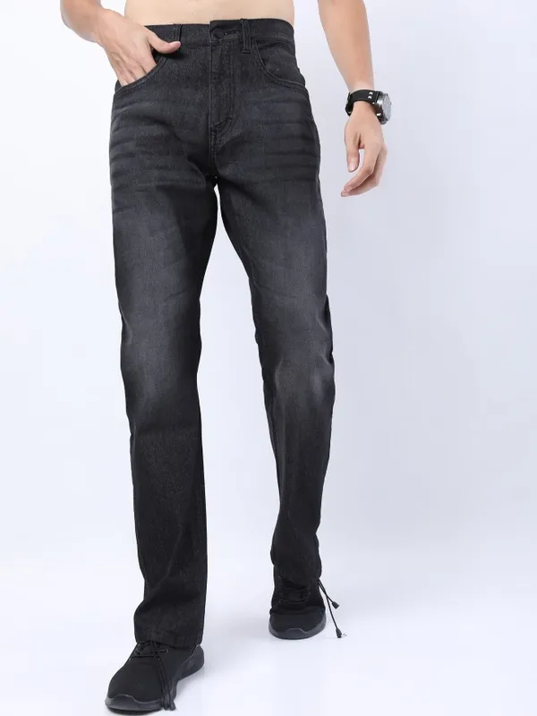  Ketch Men Charcoal Bootcut Clean Look Jeans