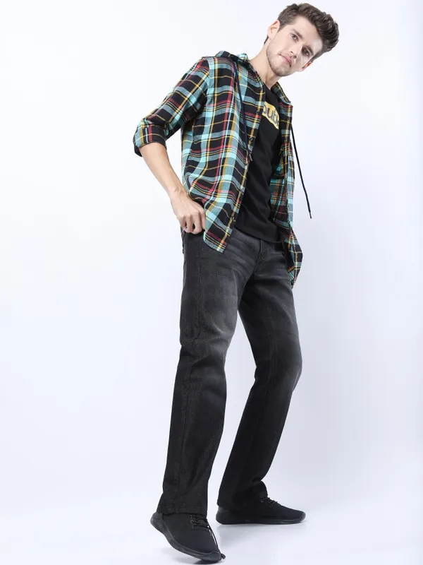  Ketch Men Charcoal Bootcut Clean Look Jeans