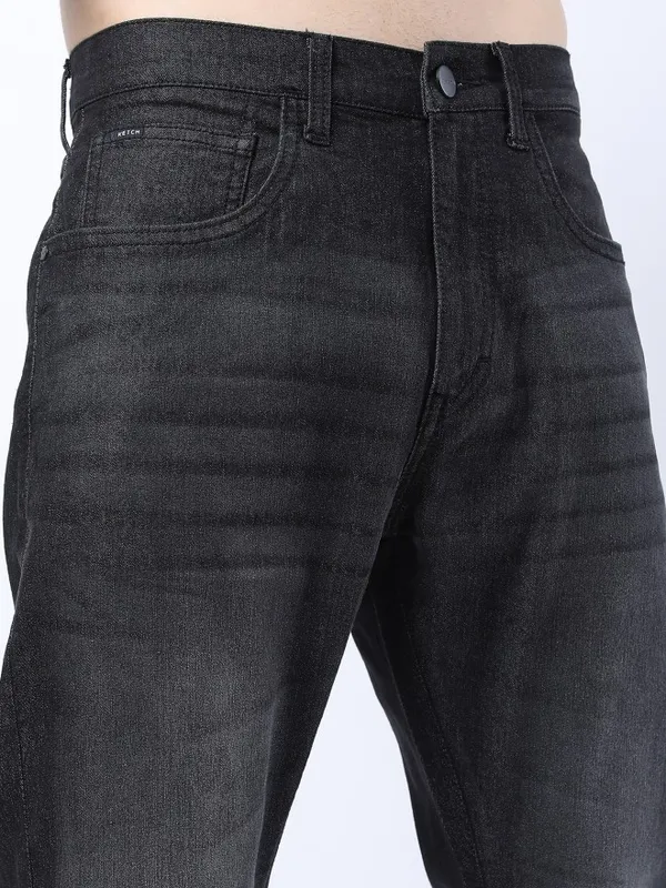  Ketch Men Charcoal Bootcut Clean Look Jeans