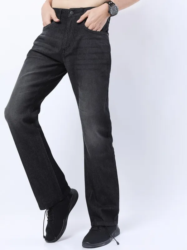  Ketch Men Charcoal Bootcut Clean Look Jeans