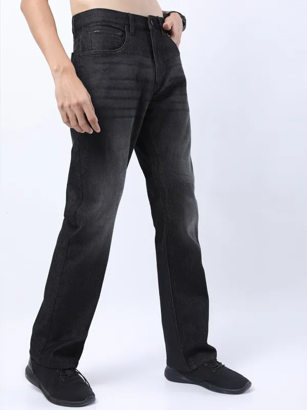  Ketch Men Charcoal Bootcut Clean Look Jeans