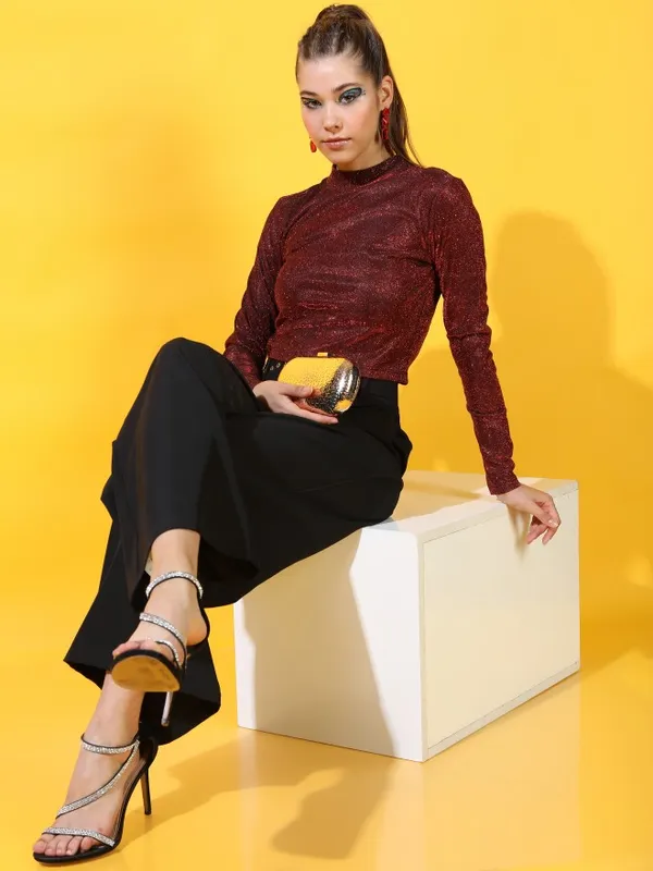  Tokyo Talkies Women Red Solid Regular Tops