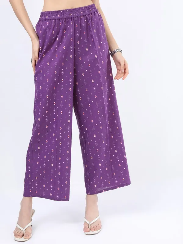 Vishudh Women Purple Printed Kurta Sets