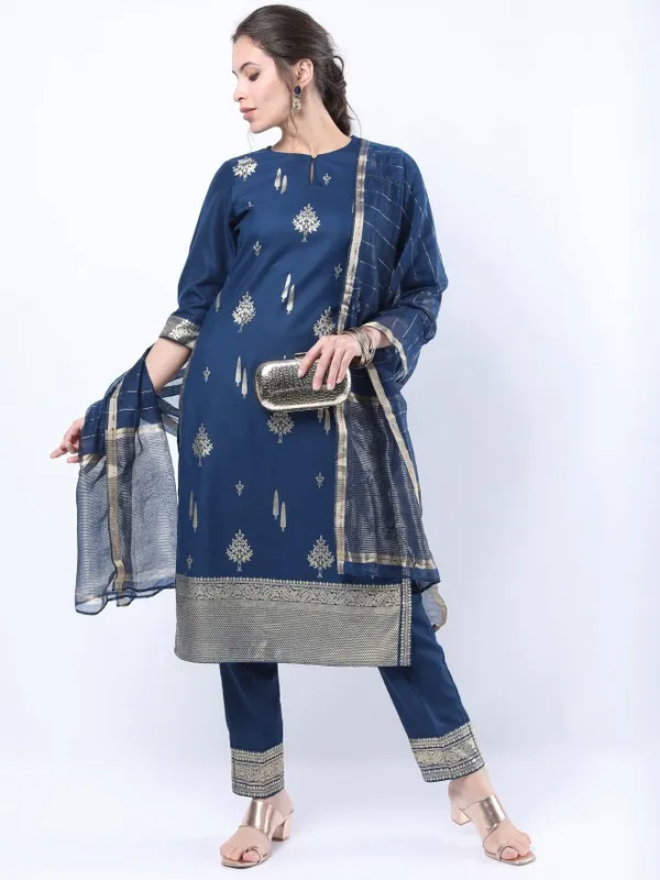  Ketch Women Teal Printed Kurta Sets