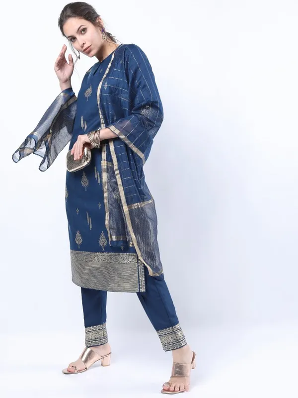  Ketch Women Teal Printed Kurta Sets