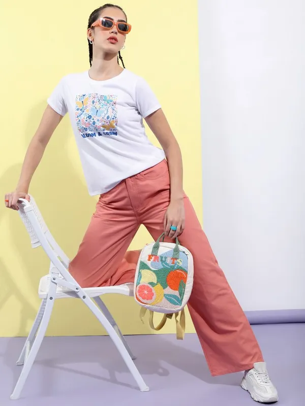  Tokyo Talkies Women White Printed Round Neck T-Shirts