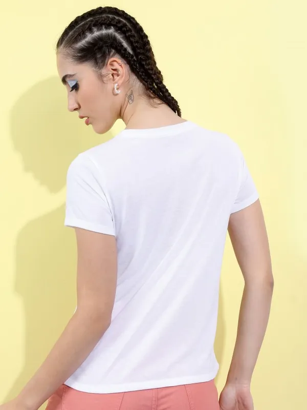  Tokyo Talkies Women White Printed Round Neck T-Shirts