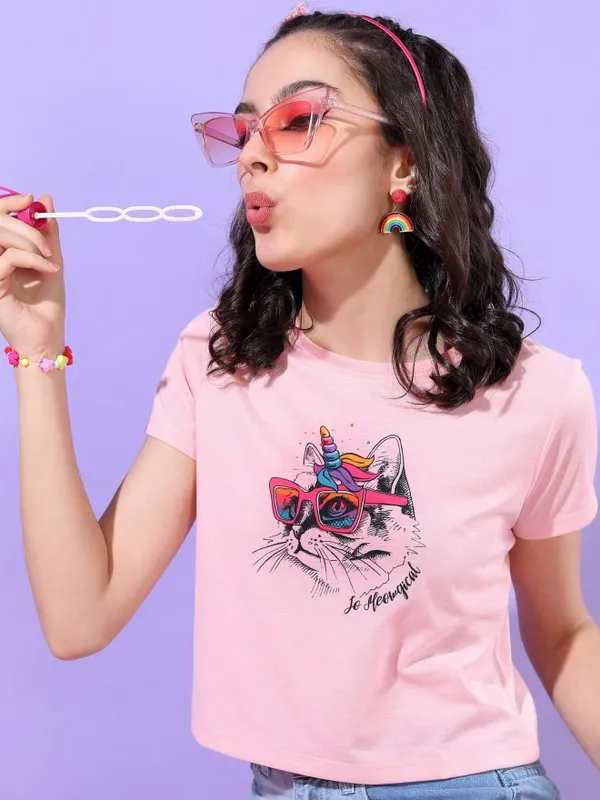 Tokyo Talkies Women Pink Printed Round Neck T-Shirts