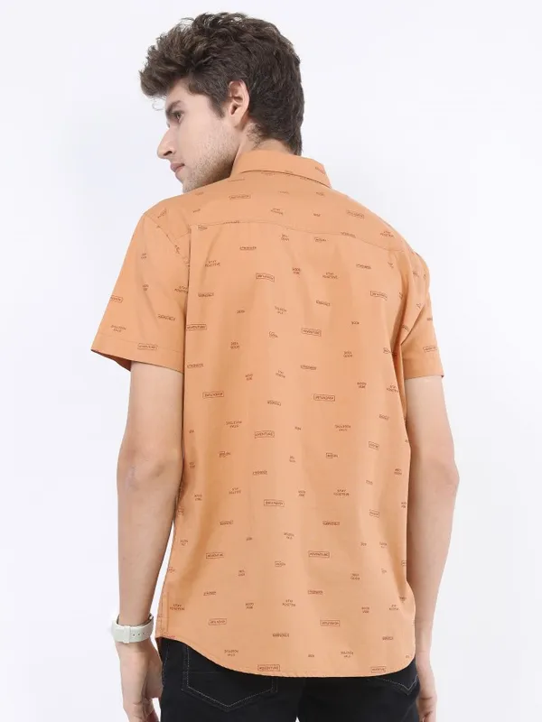  Ketch Men Terracotta Printed Slim Fit Casual Shirts
