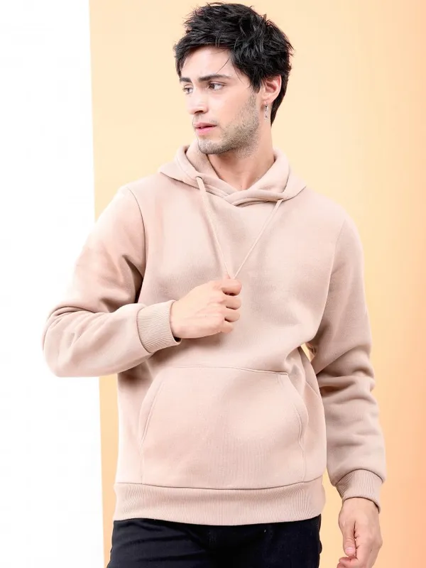  Highlander Men Beige Hood Pullover Sweatshirts